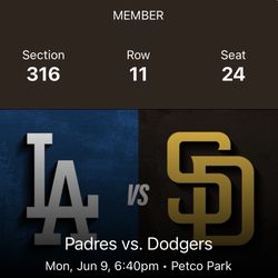 Padres vs Dodgers Monday 6/9 - 2 Seats