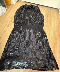 Brand New Parker Black Iridescent Sequin Dress Size S