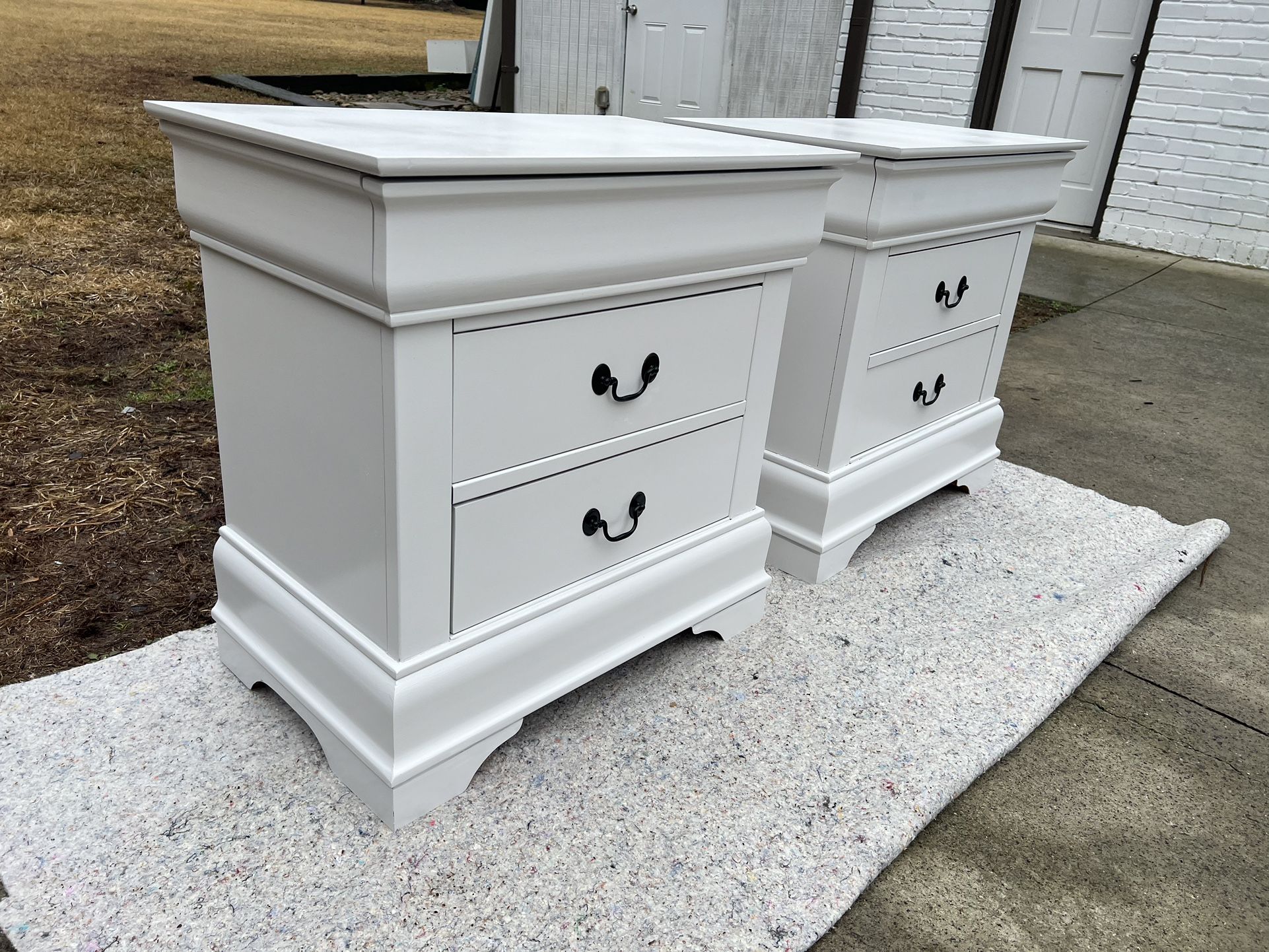 2 Large White Cherry Wood Refinished nightstands 299 for both. CAN