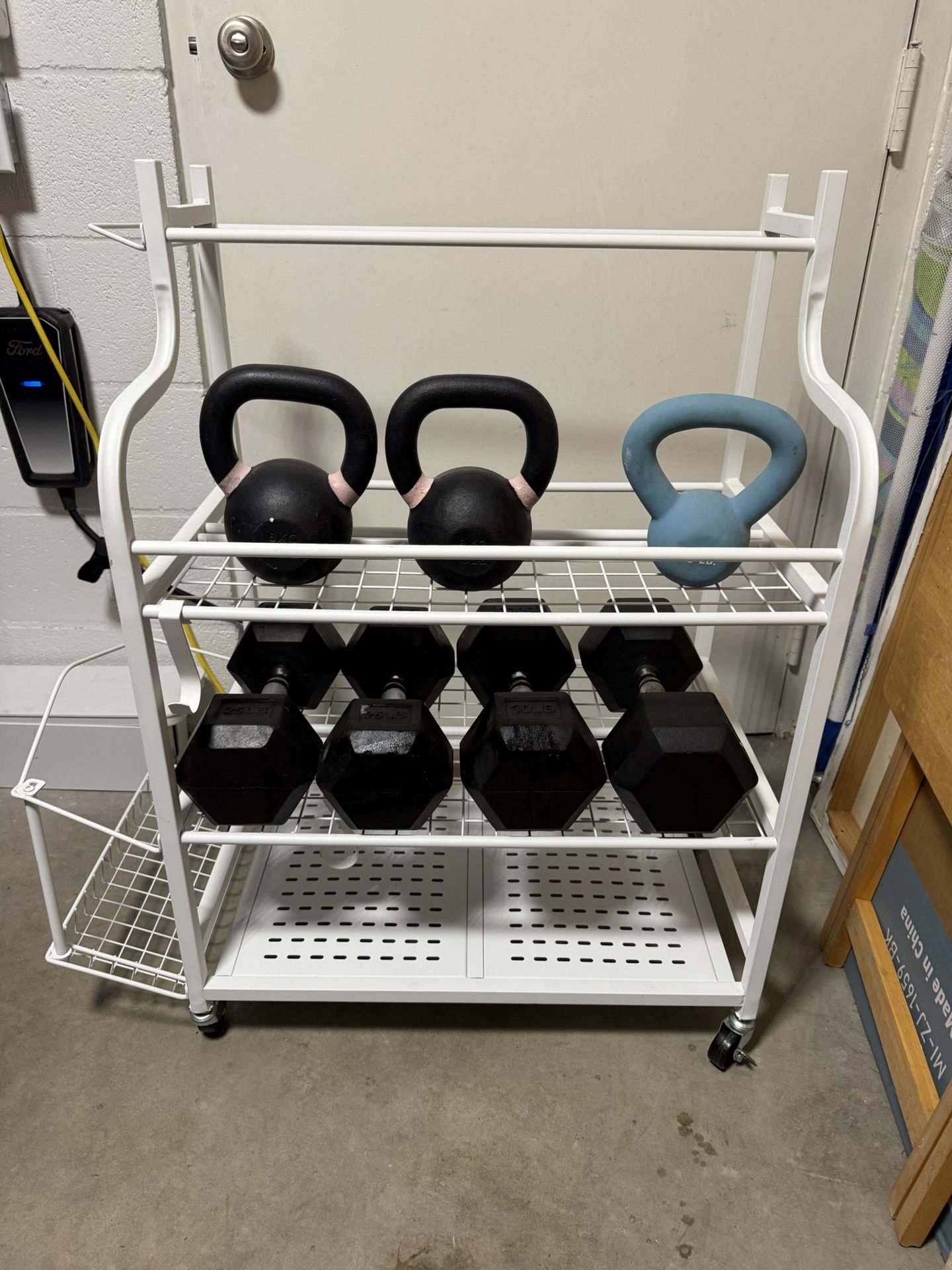 Home Gym Weight Set + Rolling Rack – $165 OBO