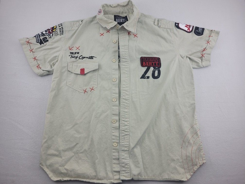 Convertible Bertt Atlanta GA Shirt Gray Button Up Shirt Embroidered Men's 2XL
