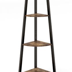 Costway 4 Shelf Rustic Brown Corner Ladder Bookcase