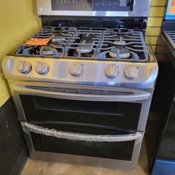 LG ThinQ 5 Burner Double Oven Gas Stove 30 Wide  6 6 