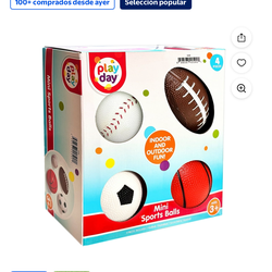 Play Day Juego de Pelota Deportiva Inflable para Niños, Multicolor de Goma/multiesports, 4 Piezas