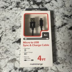 mobilcharge Micro to USB Sync & Charge Cable 4FT Data & Power Charge 