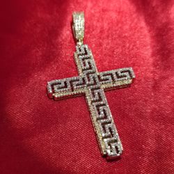 10k Yellow Gold Diamond Greek Link Cross 0.70 ctw