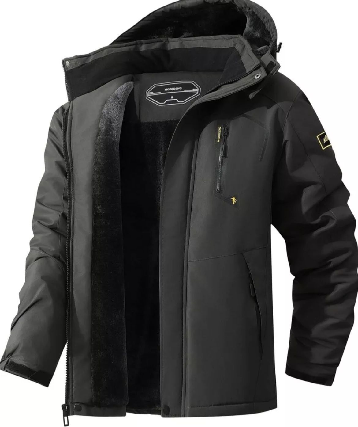 Moerdeng Mens Waterproof Windproof Warm Hooded Winter Jacket 2XL