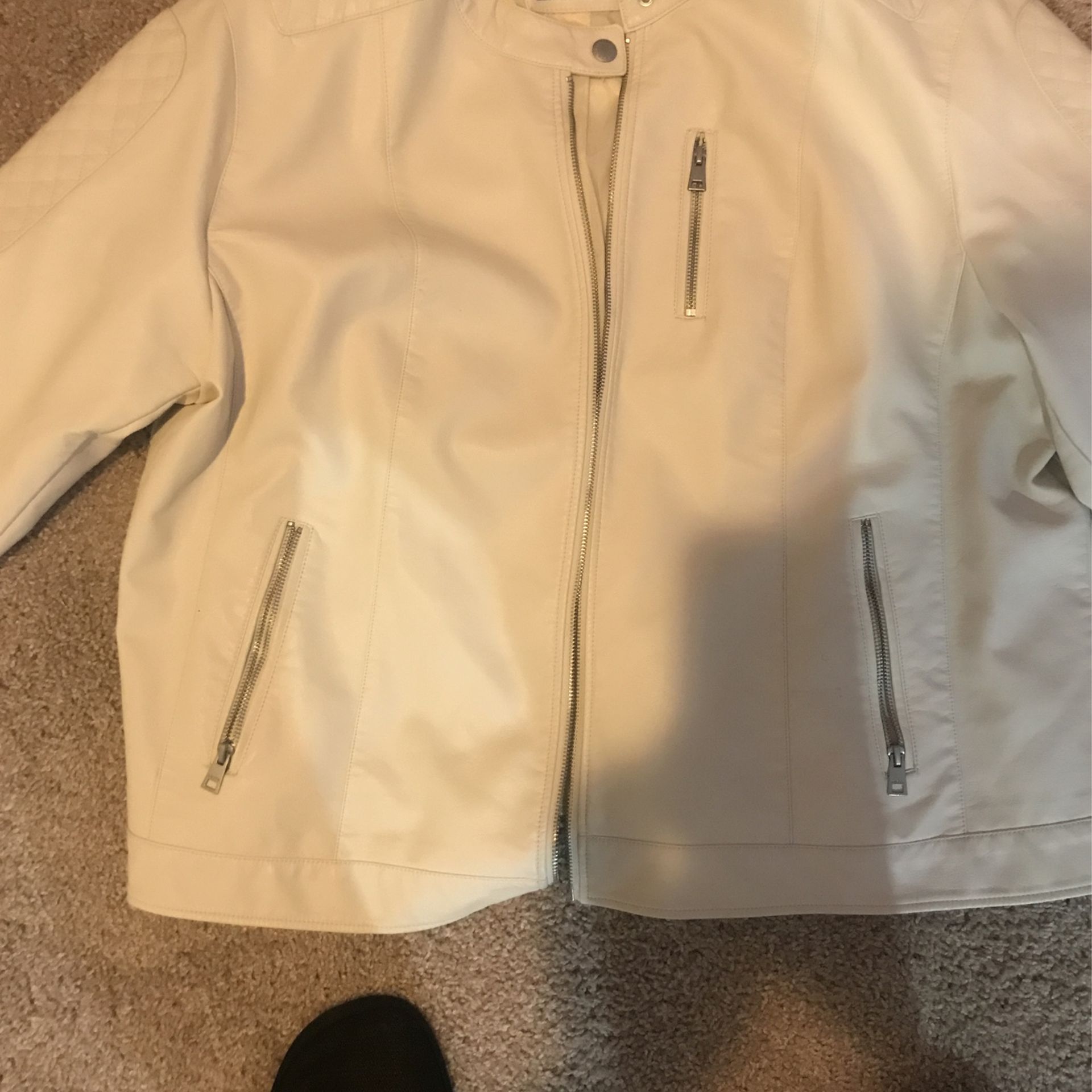White Leather Levi Jacket For Sale. Brand New And Never Worn!