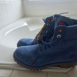 Size 9 M TIMBERLAND X CHAMPION Blue Boots Men’s