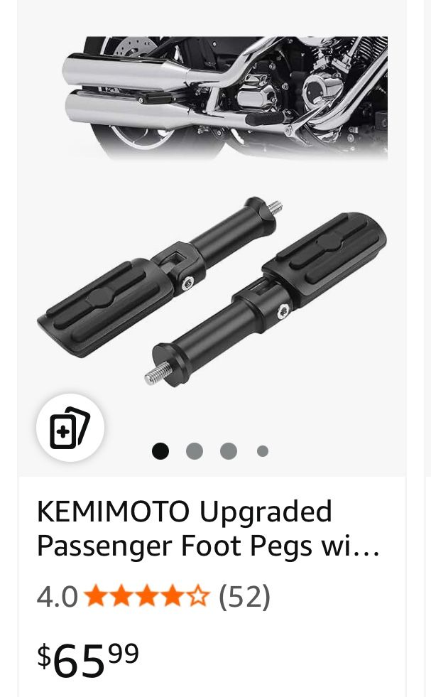 KEMIMOTO Upgraded Passenger Foot Pegs with Support Mount Kit for Softail Cruiser Motorcycle, Black, Rear, Metal and Rubber