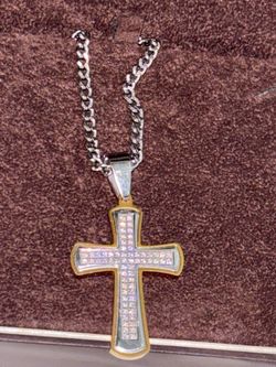 Authentic VVS diamond Cross Pendant Necklace with Chain