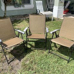 Set Of 3 Folding Lawn Patio Chairs