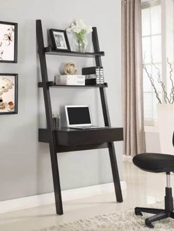 Espresso brown ladder desk and ‘cross cross’ chair