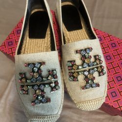 Tory Burch Crystal Espadrille Shoes 6.5