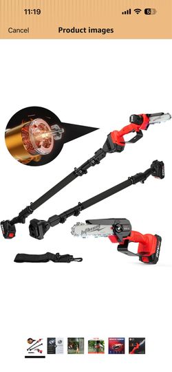 MGYM Cordless Pole Saw & 6 Inch Chainsaw 20V Rechargeable Large Battery Capacity Power Electric Pole Saw tree Trimming 15-FT Reach, Multi-Angle for Tr