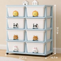 28" (W) Kids'  Portable Storage Cart (8 Cartoon Drawers) [NEW] **Assembly Req