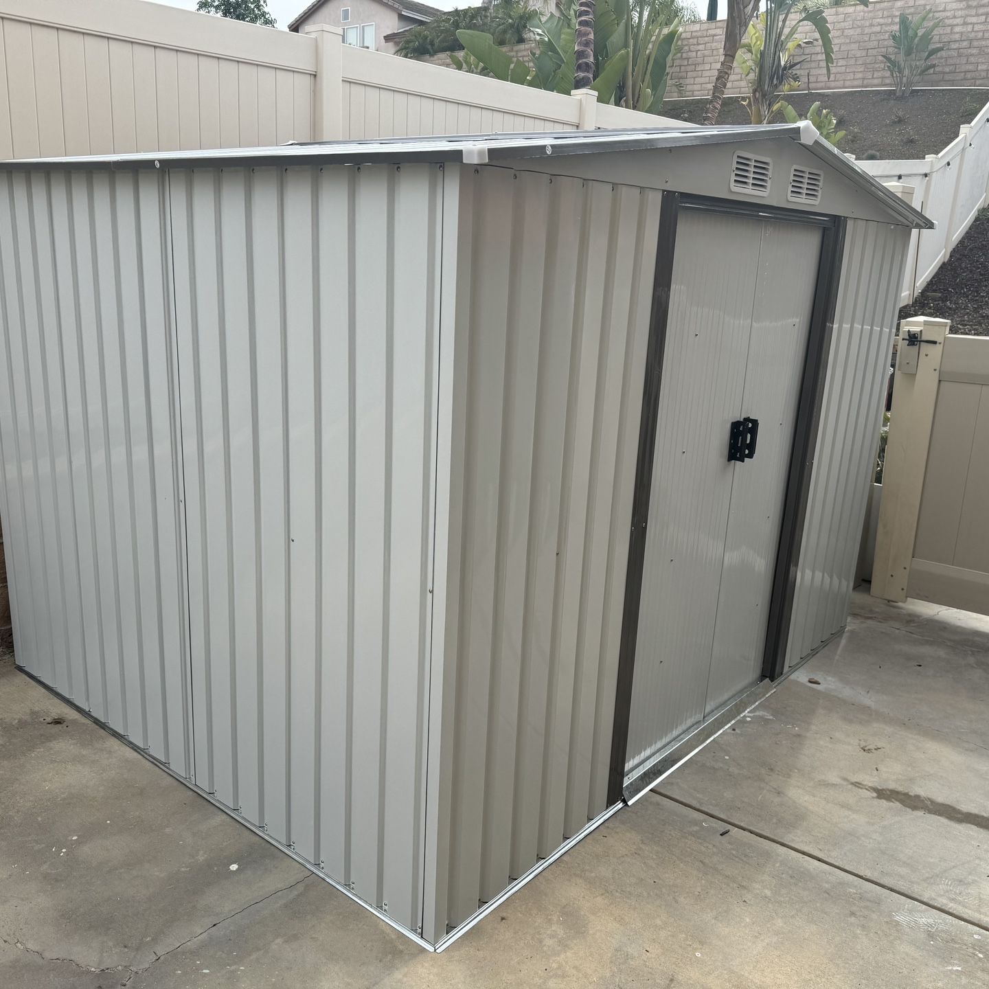 (New in box need assemble) 6’ L x 8’ W x 6.3’ H Metal Storage Shed Outdoor Garden Backyard 6x8 Storage