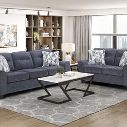 Sofa and Loveseat Blue Chenille fabric, New Especial price
