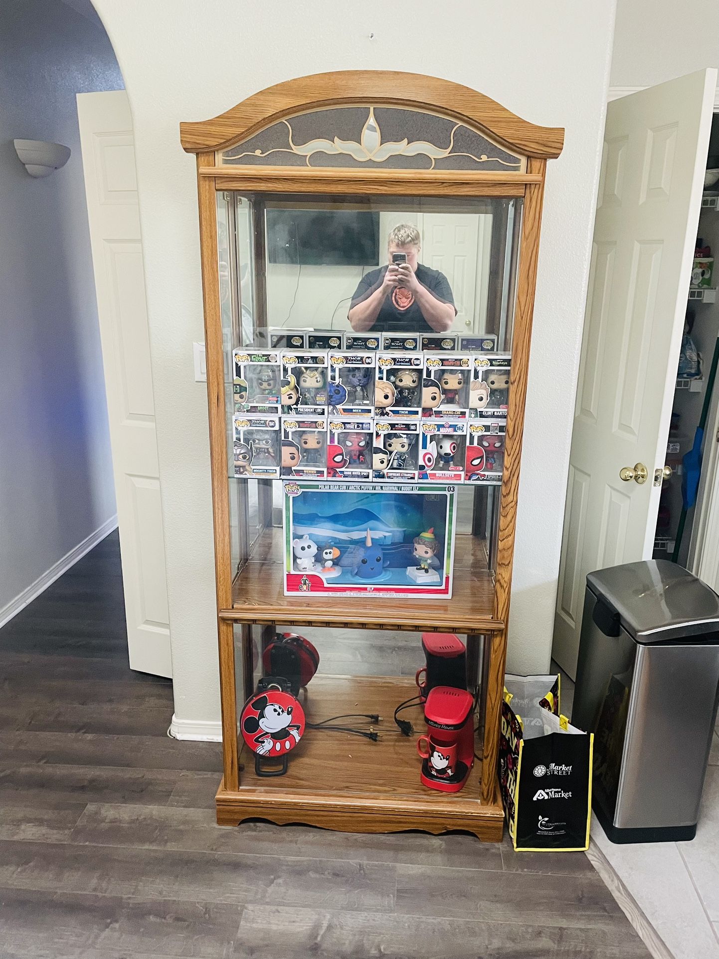 Glass Wooden Cabinet With Lights