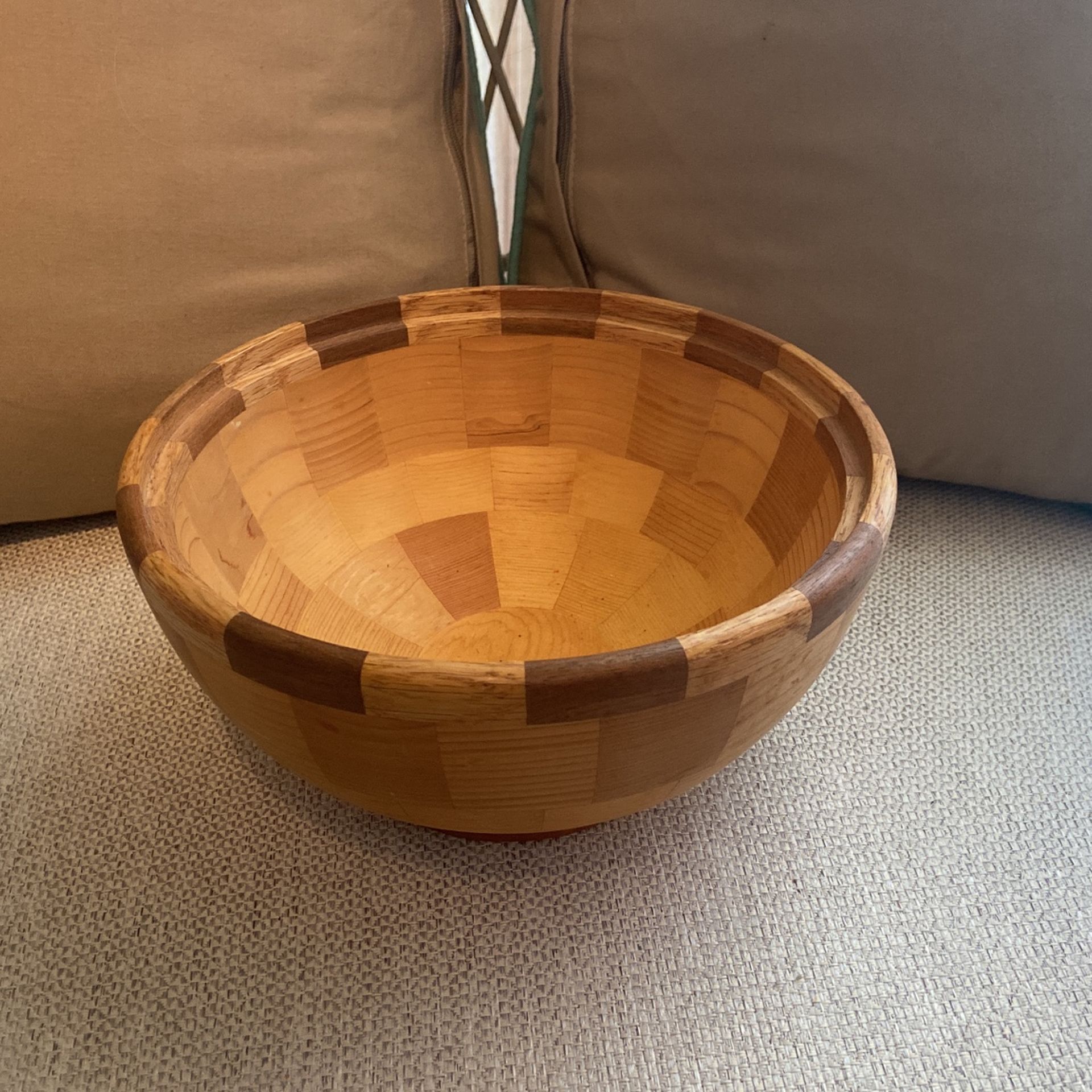 Handcrafted Wooden Bowl With Lip  8” Diameter 