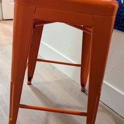 Two Orange Short In Bar Stools