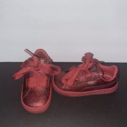 Puma Basket Heart Holiday Glamour Toddler’s Shoes Ribbon Red Rose  Hold