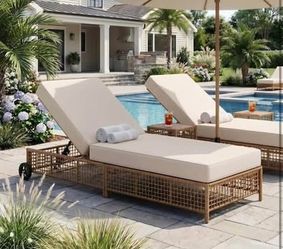 Newly Assembled Set of 2 Outdoor Chaise Lounge Chair Patio Reclining Lounge with 5-Position