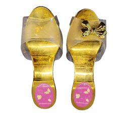 Size 2-3 Clear Gold Dress Up Play Heels Missing Bow