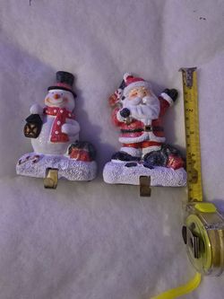 Christmas Stocking Holder Set Santa and Snowman