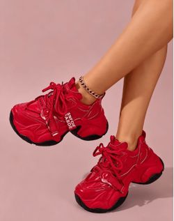 Red Chunky Platform Sneakers size 7
