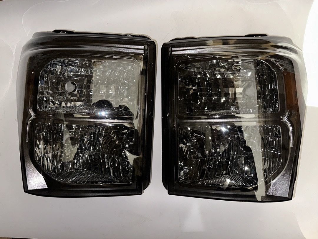 11-16 F-250 / F-350 / F-450 / F-550 Super Duty Smoked Lens With Amber Corner Headlights Luces Aunadas