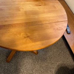 Round Wooden Drop Leaf Table