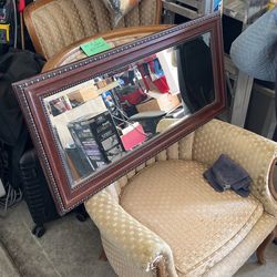 Beveled edge Mirror in Mahogany frame