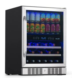 Newair® 70-Can, 20-Bottle Built-In Dual Zone Beverage Fridge - 24"