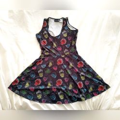 Sourpuss Skulls Sleeveless Skater Dress Size L 