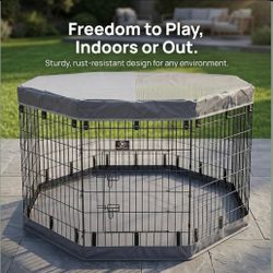 42” Tall Dog Playpen With Cover Dog Run, Dog Cage 8 Panels Fence with Door