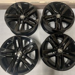 Toyota Corolla rims 16” OEM Factory Wheels Rines new gloss black powder coated ( exchange available )( Cambio Disponible ) Corolla Prius