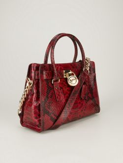 Michael kors red snake skin leather handbag