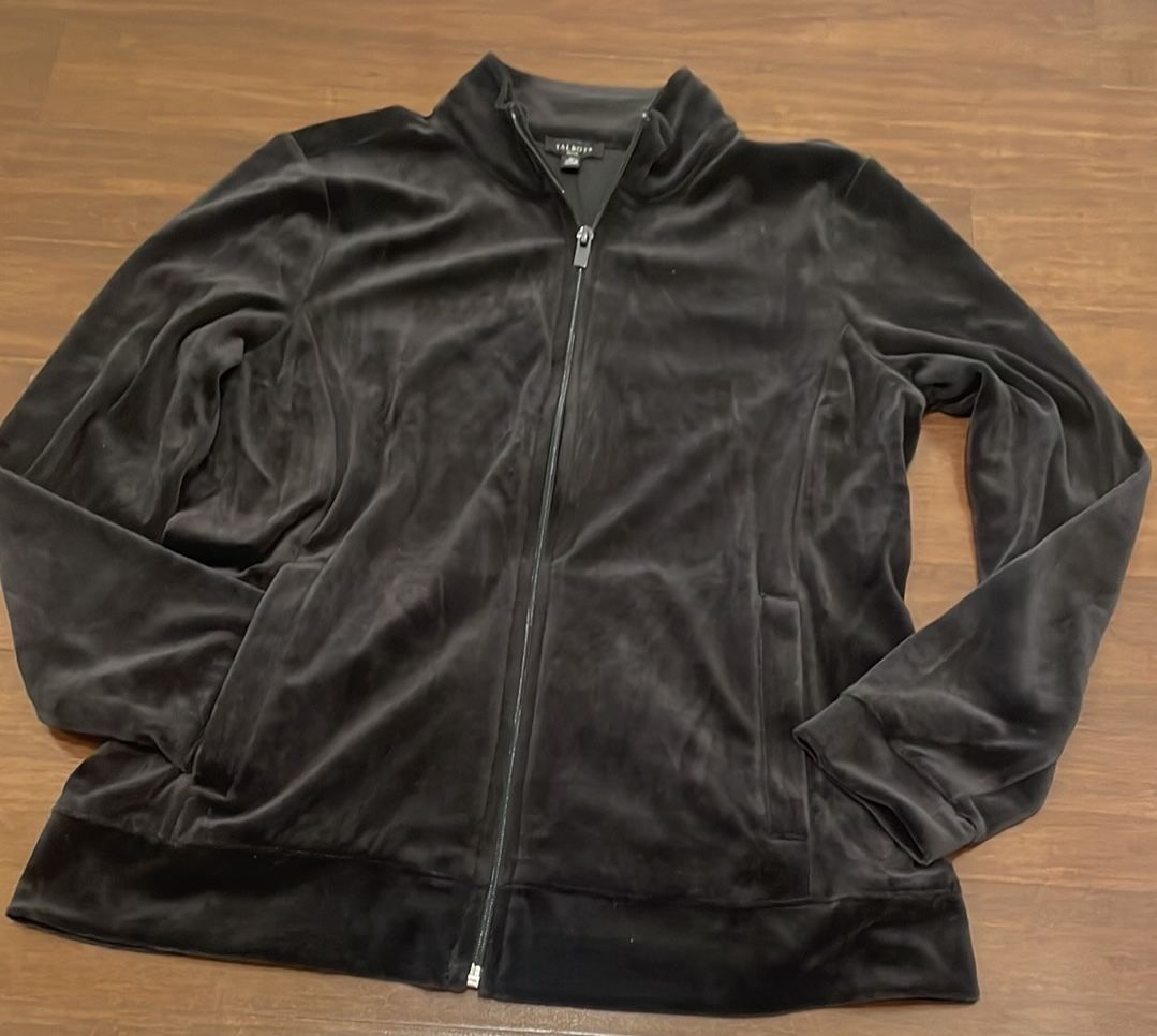 Talbots Black Lightweight Velour zipper Jacket