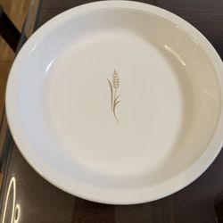 CORNING WARE WHEAT 9" PIE PLATE BAKING DISH WHITE GOLD