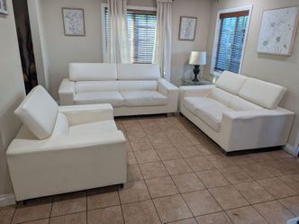 FREE White Leather Sofa Set – Kid Tested 😅