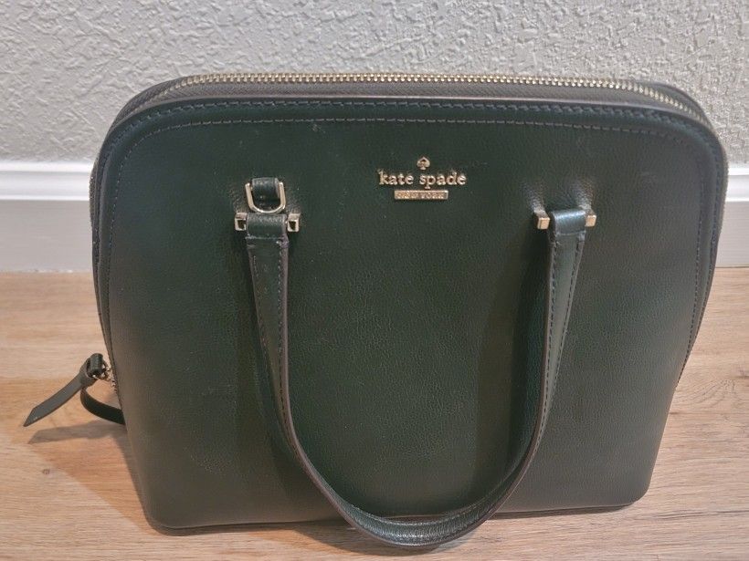 Kate Spade Green Leather Satchel Bag Purse Handbag