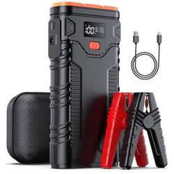 2500A 12V Car Jump Starter for Up to 10.0L Gas/8.0L Diesel Engines, with LCD Display