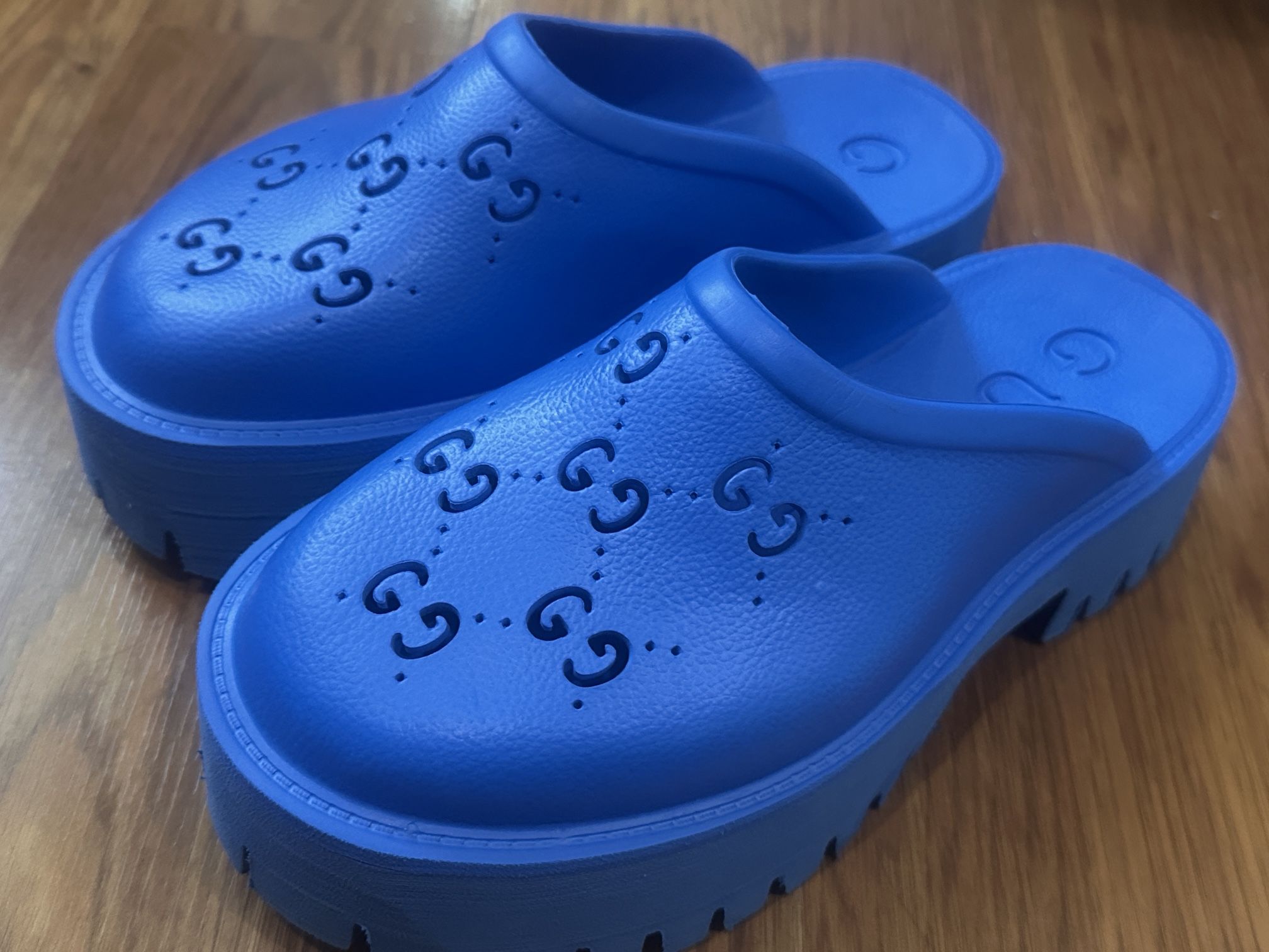 Gucci Platform Clog Sandals Blue