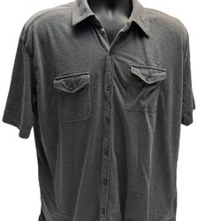 Calvin Klein Jeans Mens XXL Short Sleeve Button-Up Gray Shirt with dual pockets 