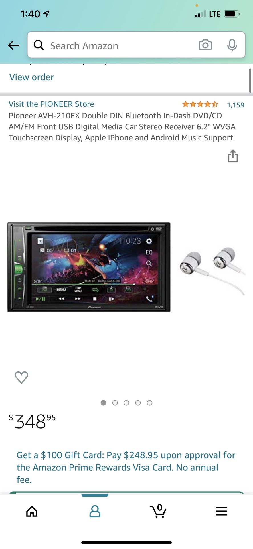 Pioneer AVH-210EX Double DIN Bluetooth In-Dash DVD/CD AM/FM Front USB Digital Media Car Stereo Receiver 6.2" WVGA Touchscreen Display, Apple iPhone an