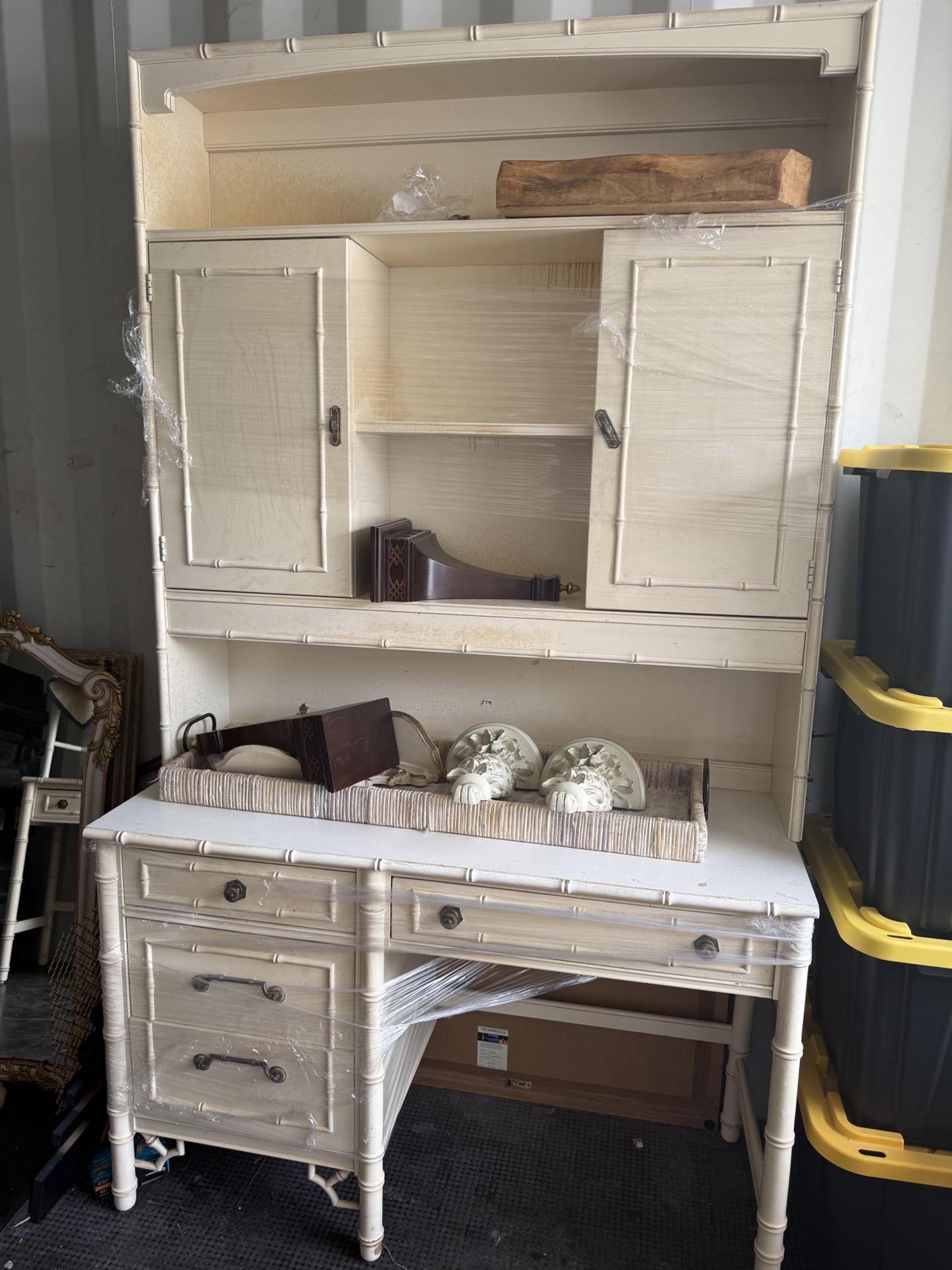 Vintage faux bamboo desk with hutch. $350 I have a matching desk only $300