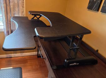 VARIDESK Sit-Stand Desk Converter — Two-Tier, Wide Format | $160
