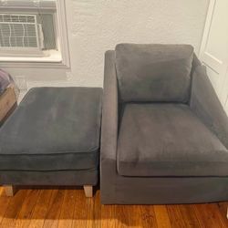 Gray Swivel Chair With Ottamon. Delivery Available