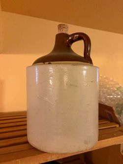 Antique Stoneware Crock Jug with Cork